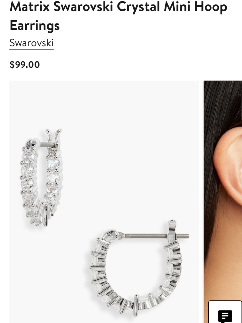 ✨Swarovski Silver Crystal Mini Hoop Earrings✨